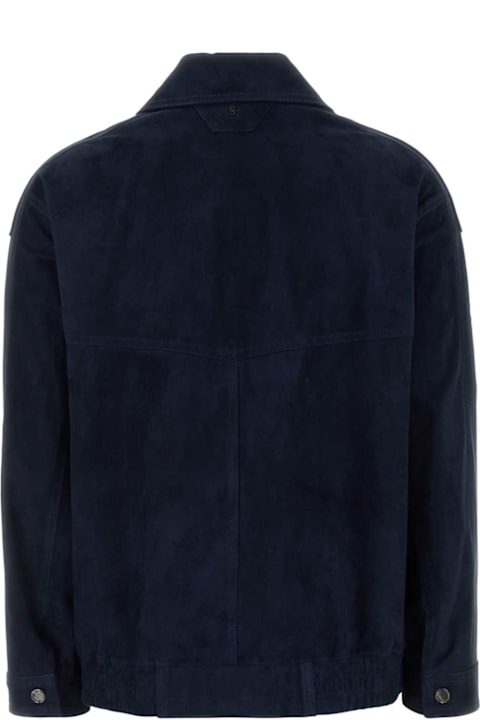 Salvatore Santoro for Men Salvatore Santoro Navy Blue Suede Jacket