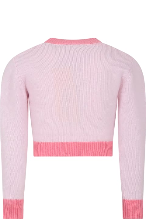 Marni for Kids Marni Pink Sweater For Girl With Logo