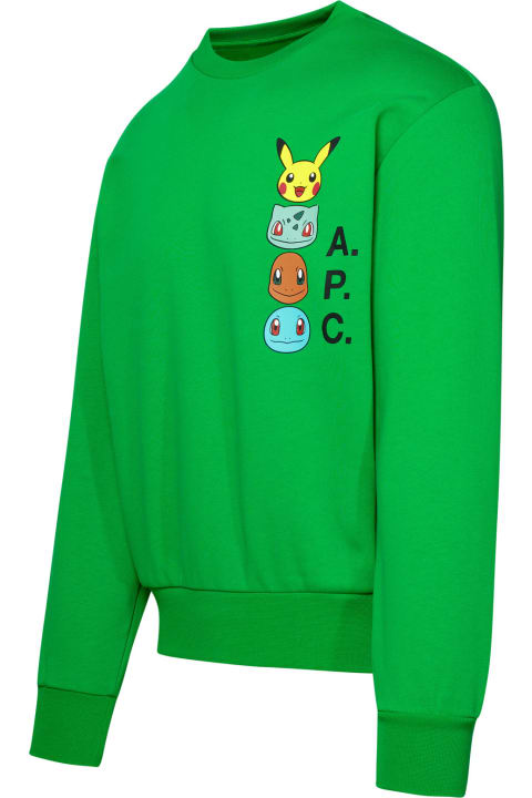 A.P.C. for Men A.P.C. 'pokémon The Crew' Green Cotton Sweatshirt