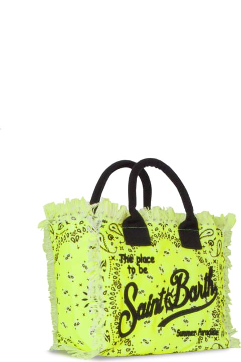 Homeware MC2 Saint Barth Colette Cotton Canvas Bag With Fluo Yellow Bandanna Print