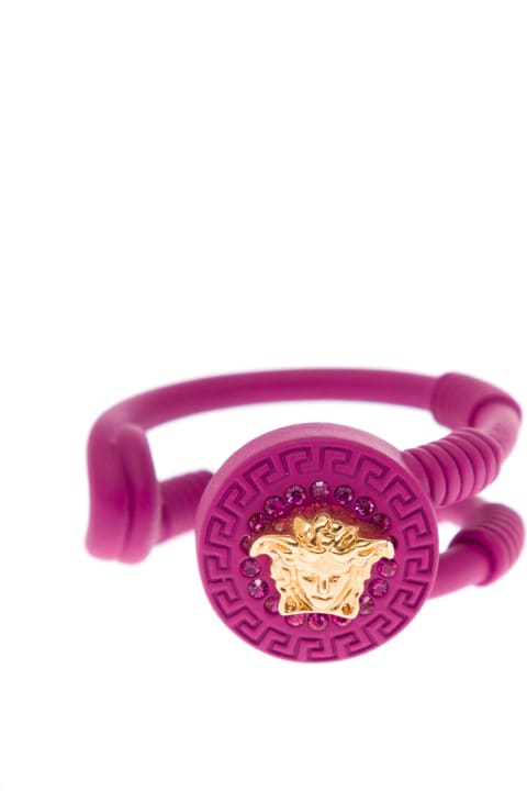 Versace Woman's Safety Pin Pink Metal  Ring