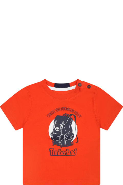 Topwear for Baby Girls Timberland T-shirt Orange Pour Bébé Garçon Avec Logo