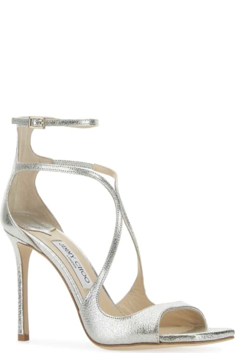 Jimmy Choo Shoes for Women Jimmy Choo Silver Leather Azia 95 Sandals