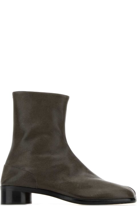 Homeware Maison Margiela Olive Green Leather Tabi Ankle Boots