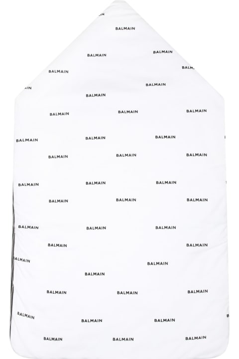 Accessories & Gifts for Baby Girls Balmain White Sleeping Bag For Babykids With All-over Logo