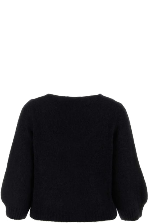 Ganni Sweaters for Women Ganni Black Stretch Alpaca Blend Cardigan