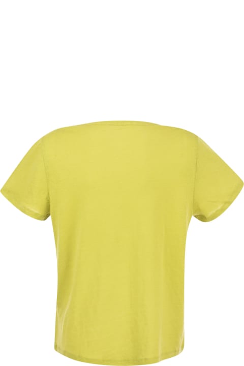ウィメンズ新着アイテム Majestic Filatures Crew-neck T-shirt In Linen And Short Sleeve