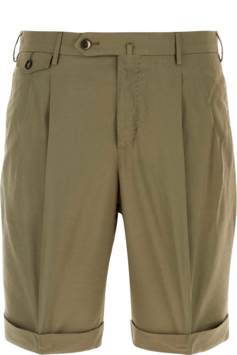 PT Torino Pants for Men PT Torino Army Green Viscose Blend Bermuda Shorts
