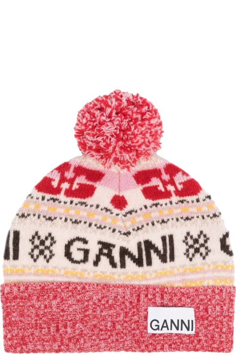 Hats for Women Ganni Graphic Wool Beanie