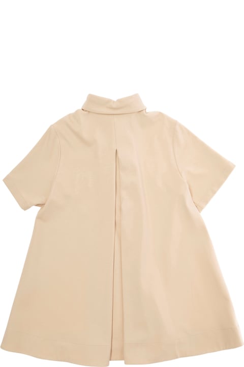 Dresses for Girls Fendi 'lien' Beige Dress With Classic Collar And Patch Pocket With Ff Logo In Tech Fabric Girl