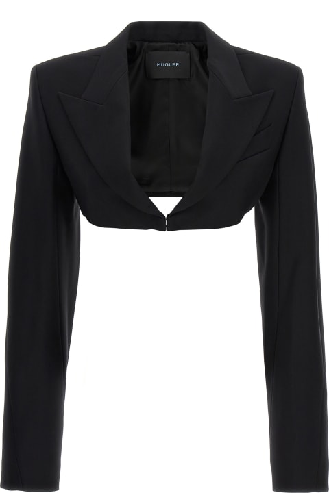 Cropped Jacket With Padded Shoulders
