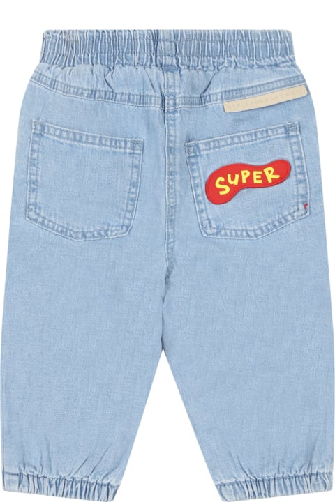 Light-blue Jeans For Babykids With Patches
