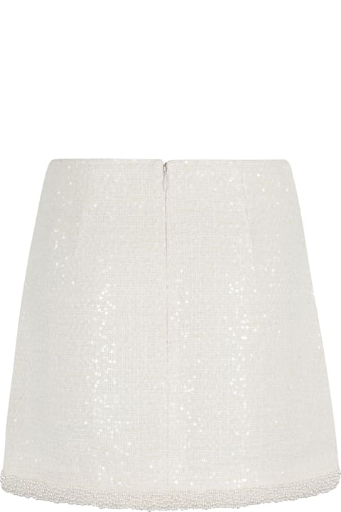 Homeware self-portrait Cream Boucle Pearl Trim Mini Skirt