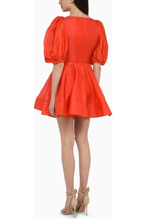 Zimmermann for Women Zimmermann Red Linen And Silk Flip Tranquility Mini Dress