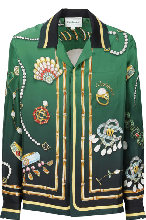 Shirts for Men Casablanca Green Silk Shirt