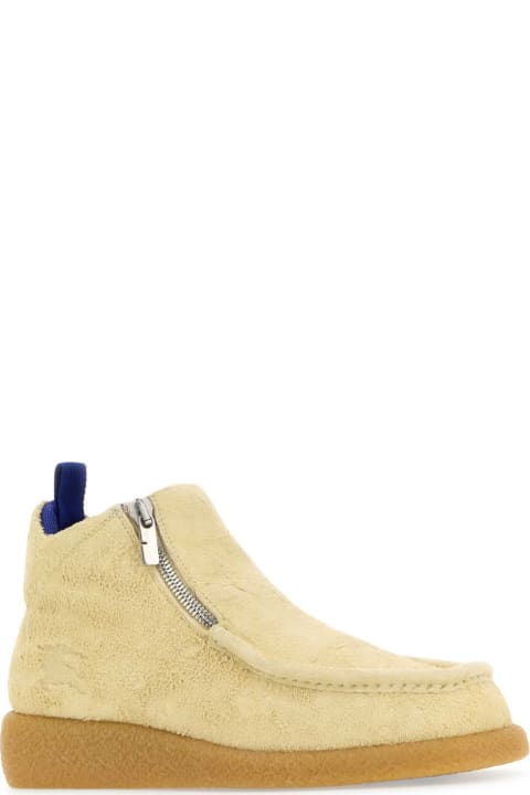 Sneakers for Men Burberry Cream Suede Chance Ankle Boots