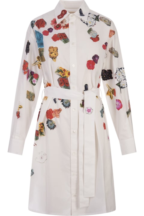 Clothing for Women Marni White Short Shirt Dress With Floral Print