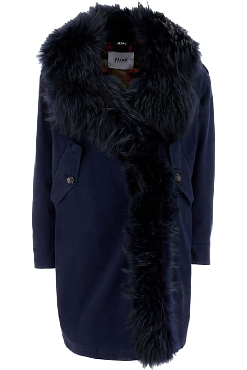 Bazar Deluxe Clothing for Women Bazar Deluxe Midnight Blue Stretch Cotton Parka
