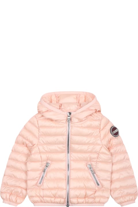 Topwear for Baby Boys Colmar Pink Down Jacket For Baby Girl With Logo