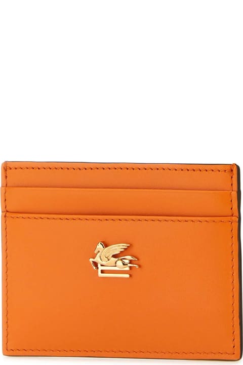 Wallets for Women Etro Orange Leather Cardholder
