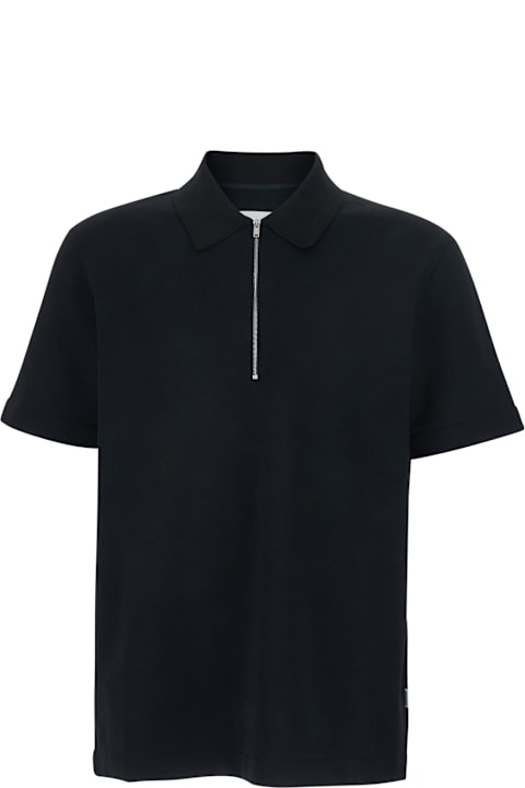 أدوات منزلية Jil Sander Black Polo Shirt With Classic Collar And Front Zip Closure In Cotton Man