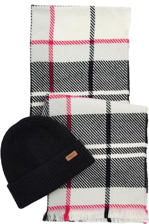 Barbour Accessories for Women Barbour Pendle Logo Patch Ribbed Beanie Scarf Set
