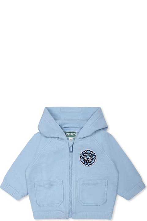 Kenzo Kids Topwear for Baby Girls Kenzo Kids Light Blue Sweatshirt For Baby Boy With Tiger