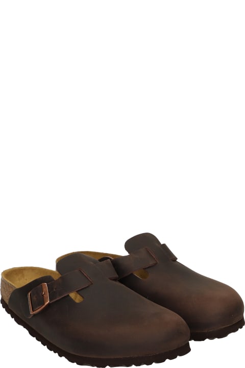 Homeware Birkenstock Boston Habana Flats In Brown Nubuck