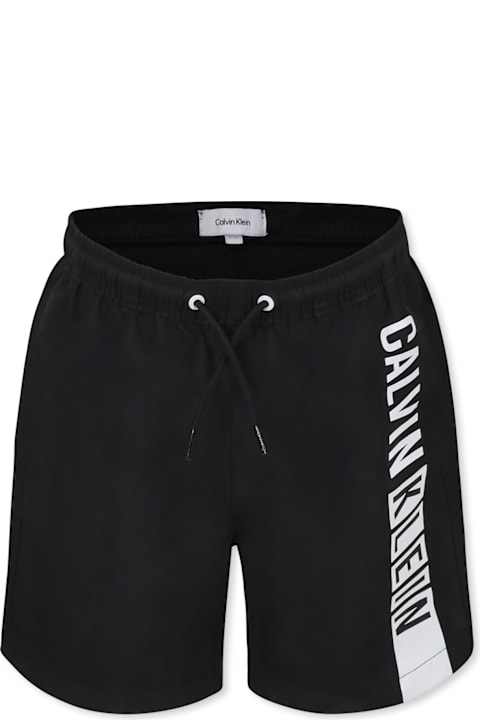 Calvin Klein Swimwear for Boys Calvin Klein Black Swim Shorts For Boy With Logo