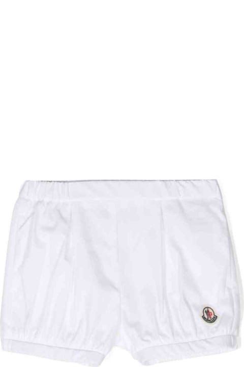 Bottoms for Baby Boys Moncler White Shorts With Logo Patch In Cotton Baby