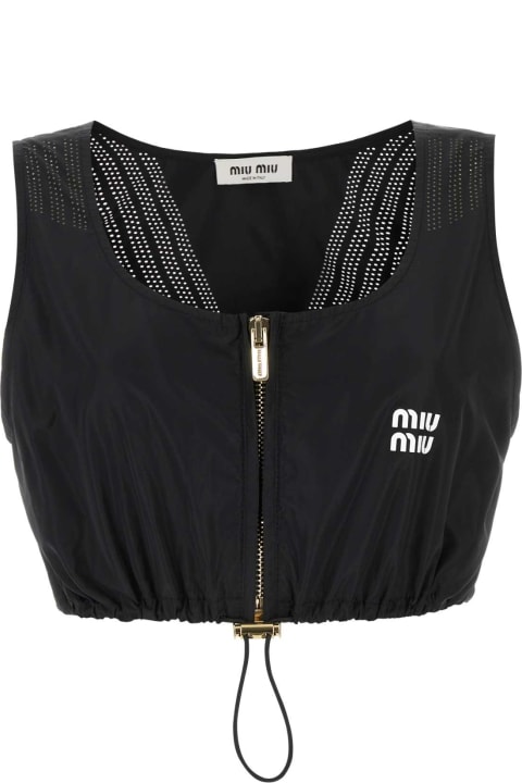 Miu Miu Coats & Jackets for Women Miu Miu Black Polyester Blend Crop-top