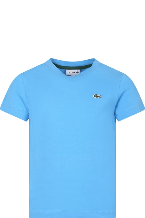 Lacoste Kids Lacoste Light Blue T-shirt For Boy With Crocodile
