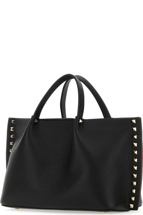 Totes for Women Valentino Garavani Black Leather Rockstud Handbag