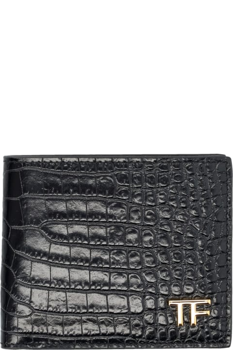 Fashion for Men Tom Ford Glossy Printed Croc Classic Bifold Wallet By Tom Ford
