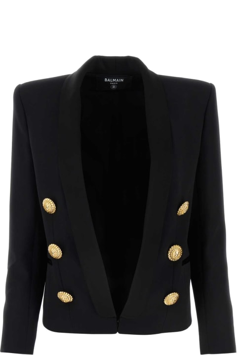 Coats & Jackets for Women Balmain Black Wool Blazer