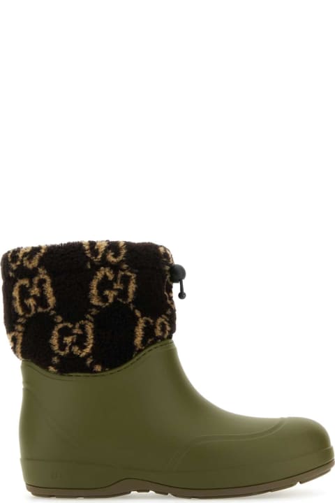 Boots for Men Gucci Two-tone Rubber And Teddy Ankle Boots