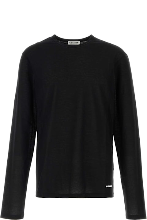 Jil Sander Topwear for Men Jil Sander Black Cotton T-shirt