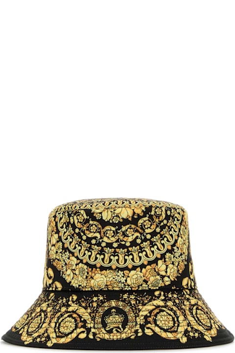 Hats for Men Versace Printed Polyester Bucket Hat