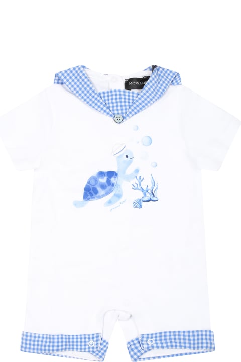 Monnalisa Clothing for Baby Girls Monnalisa White Babygrow For Baby Boy With Turtle Print