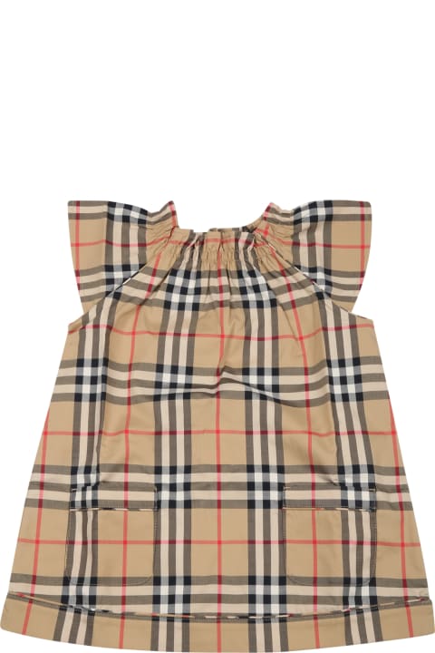 Fashion for Baby Boys Burberry Beige Dress For Baby Girl With Vintage Check