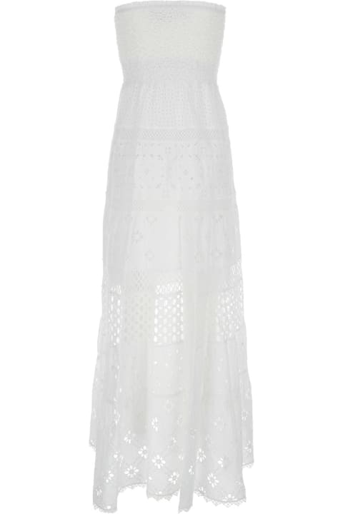 Temptation Positano Dresses for Women Temptation Positano White Long Embroidered Dress In Cotton Woman