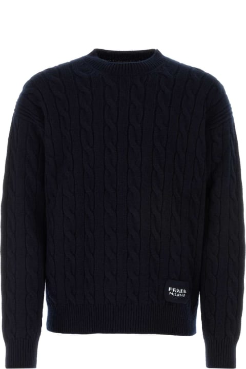 Clothing for Men Prada Midnight Blue Cashmere Sweater
