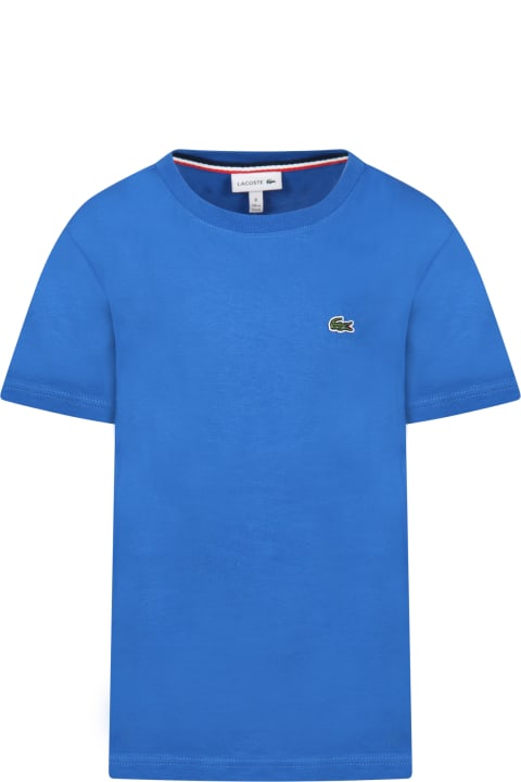 Blue T-shirt For Boy With Iconic Crocodile