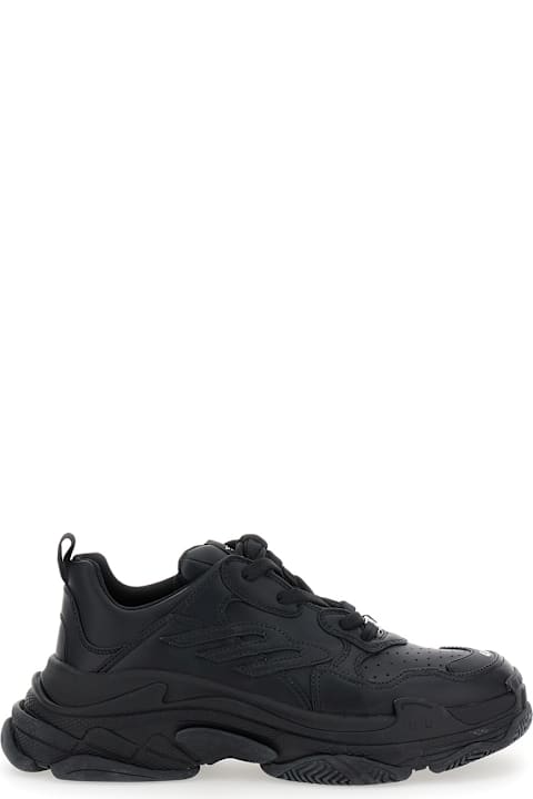 Balenciaga Shoes for Men Balenciaga 'triple S Sporty' Black Sneaker With 3b Logo Embroidered On The Side And Worn Effect In Tech Fabric Man