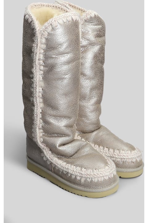 Mou for Kids Mou Eskimo 40 Low Heels Boots In Beige Suede