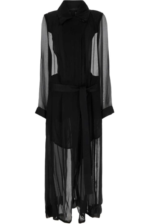 Fashion for Women Ann Demeulemeester Black Crepe Georgine Trench Coat