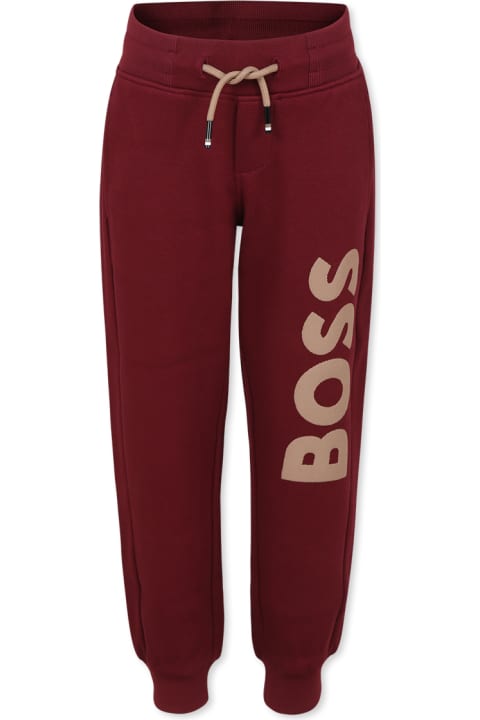 Homeware Hugo Boss Burgundy Trousers For Boy With Logo