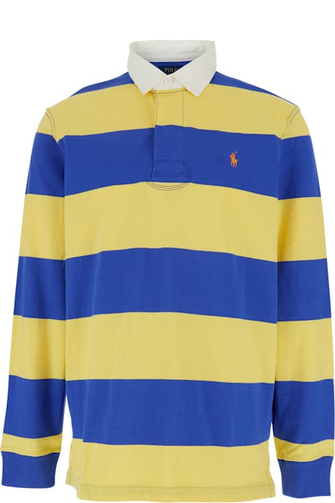 أدوات منزلية Polo Ralph Lauren Yellow And Blue Polo Shirt With Striped Pattern In Cotton Man Polo Ralph Lauren