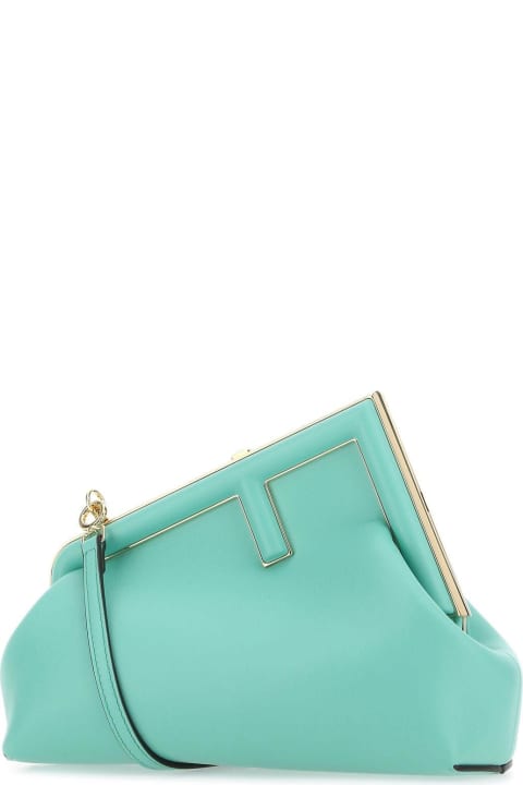 Light-blue Leather Small First Clutch