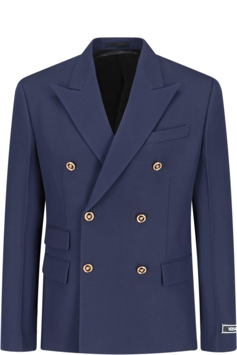 Versace Coats & Jackets for Men Versace Blue Virgin Wool Blazer